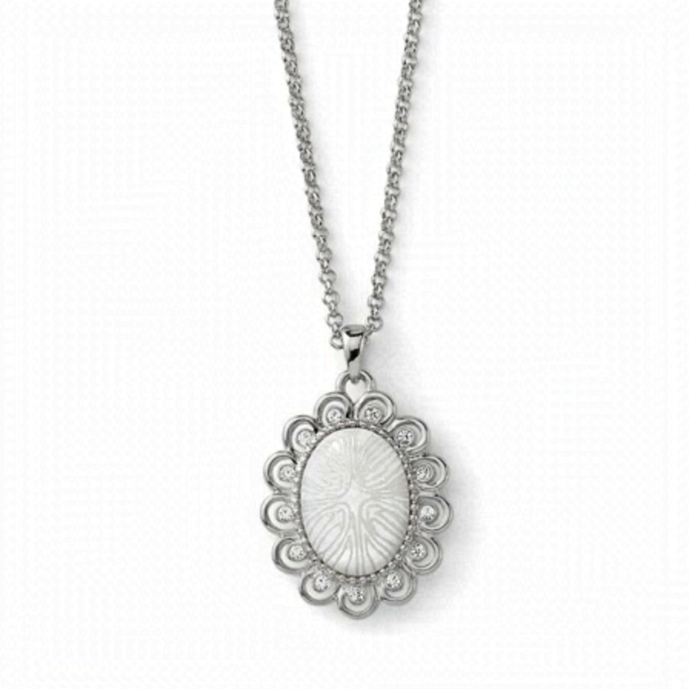 LIA Sophia Chantilly Necklace White Shell And CZ